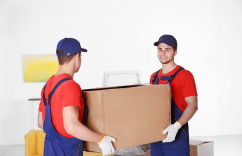 House removal team preparing a residential move in Cambridgeheath