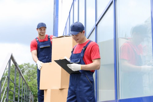 Moving team preparing items safely during a Cambridgeheath removal