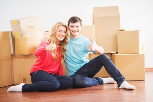 Packed boxes and protective materials prepared for removal day